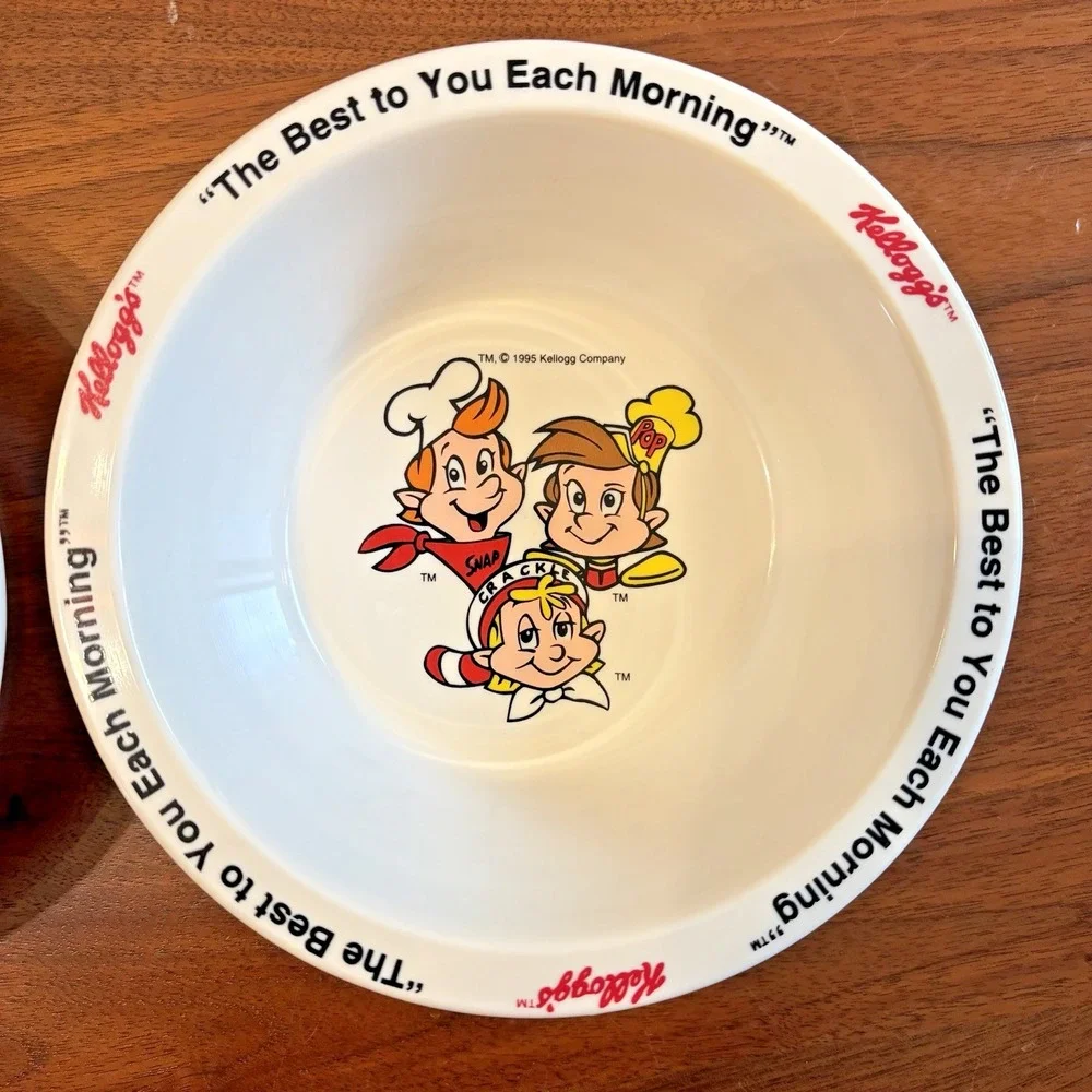 Kelloggs Toucan Sam Froot Loops Rice Krispies Cereal Bowls Set of 2 Vintage 1995